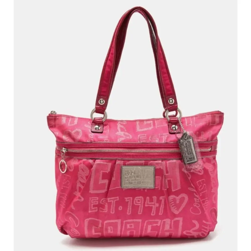 Coach Pink Signature Poppy Admirer Tote